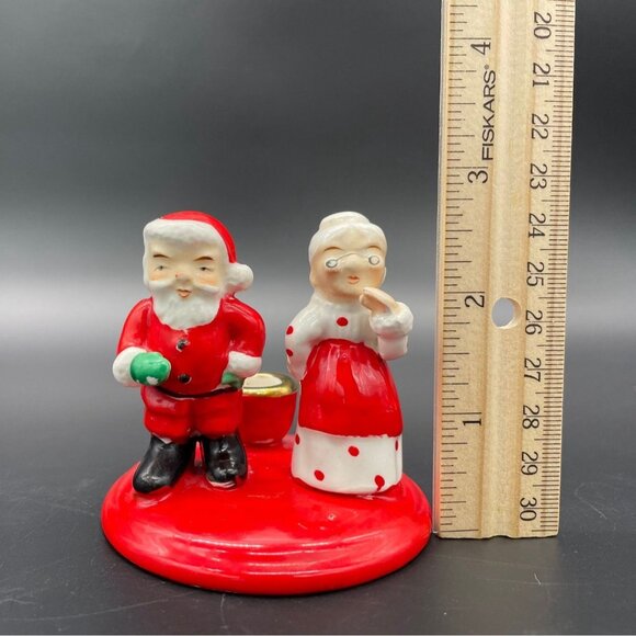 Vintage Kreiss Christmas Santa Mrs Claus Candlestick Holder Japan Ceramic - Picture 9 of 9